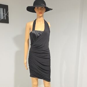 bebe Elegant Black Halter Dress